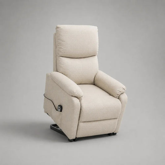 Poltrona relax alzapersona elettrica in tessuto crema, 76 x 92 x 108 cm