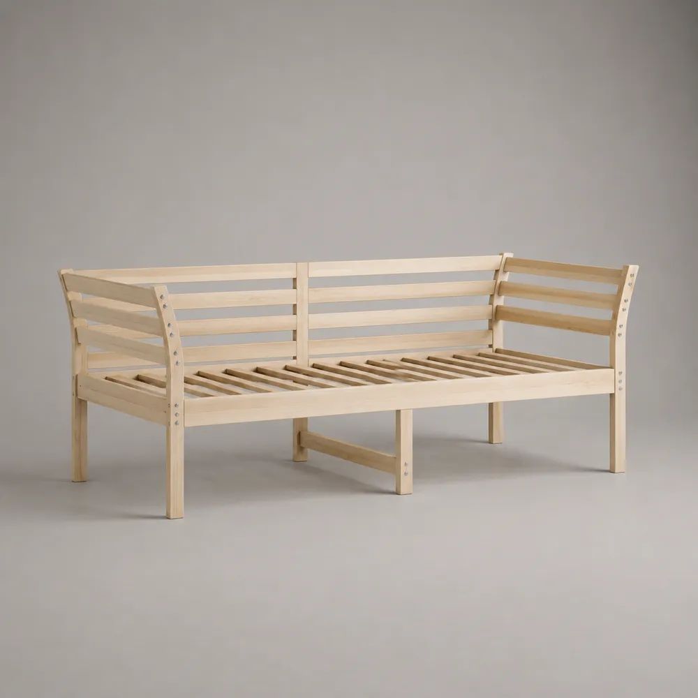 Struttura per divano letto singolo 90 x 200 cm in pino massello naturale con rete a doghe
