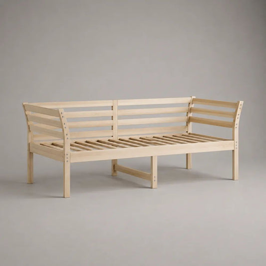 Struttura per divano letto singolo 90 x 200 cm in pino massello naturale con rete a doghe