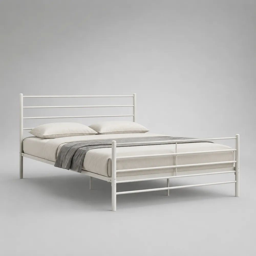 Letto matrimoniale in acciaio bianco 208 × 166 cm per materasso 160 × 200 cm