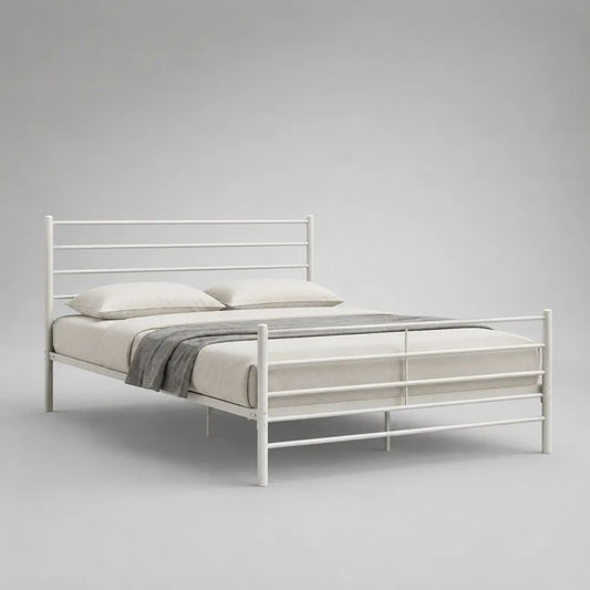 Letto matrimoniale in acciaio bianco 208 × 166 cm per materasso 160 × 200 cm